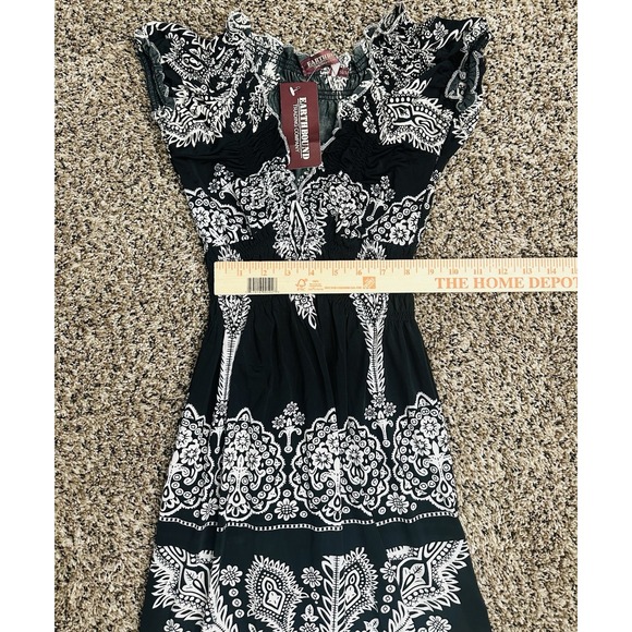 NWT Earthbound Womens Black & White Floral Maxi Boho Bodycon Sz M Dress S1000 - Picture 4 of 12